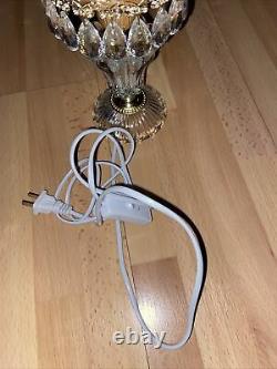 Vintage 10 Michelotti Boudoir Cranberry Cut Glass Prism Parlor Lamp W Sticker