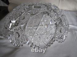 Vintage 11.5 American Brilliant Cut Crystal Oval Bowl Sawtooth Rim Hobstars VGC
