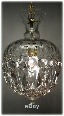Vintage 1950's Unusual Small Cut Glass Crystal Light Petite Chandelier #1
