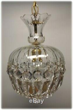 Vintage 1950's Unusual Small Cut Glass Crystal Light Petite Chandelier #1