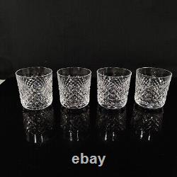 Vintage 4 Waterford Crystal Alana Old Fashioned Tumblers, 3 3/8 Excellent