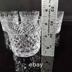 Vintage 4 Waterford Crystal Alana Old Fashioned Tumblers, 3 3/8 Excellent