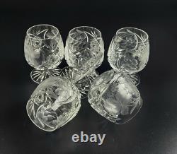 Vintage 5 Stunning Cut-Crystal Brandy Glasses Resemble Nachtmann Traube