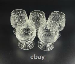 Vintage 5 Stunning Cut-Crystal Brandy Glasses Resemble Nachtmann Traube