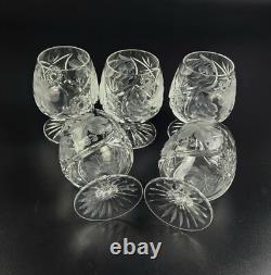 Vintage 5 Stunning Cut-Crystal Brandy Glasses Resemble Nachtmann Traube