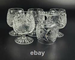 Vintage 5 Stunning Cut-Crystal Brandy Glasses Resemble Nachtmann Traube