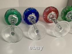 Vintage 5 color Bohemian Czech Crystal Cut to Clear Wine Goblet Stem Glass 8