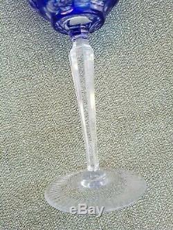 Vintage 6 color Bohemian Czech Crystal Cut to Clear Wine Goblet Stem Glass 8