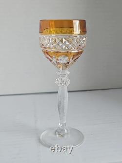 Vintage 8 Tall Bohemian Style Germany Cut Crystal Gold Wine Glass Or Goblet