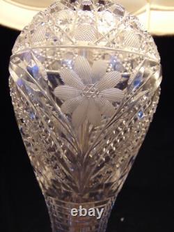 Vintage ABP Brilliant Cut Crystal Glass Table Lamp Daisey Custom Linen Shade