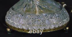 Vintage ABP Brilliant Cut Crystal Glass Table Lamp Daisey Custom Linen Shade