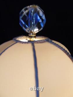 Vintage ABP Brilliant Cut Crystal Glass Table Lamp Daisey Custom Linen Shade