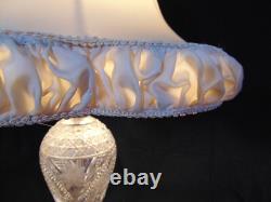 Vintage ABP Brilliant Cut Crystal Glass Table Lamp Daisey Custom Linen Shade