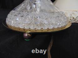 Vintage ABP Brilliant Cut Crystal Glass Table Lamp Daisey Custom Linen Shade
