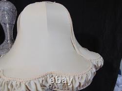 Vintage ABP Brilliant Cut Crystal Glass Table Lamp Daisey Custom Linen Shade