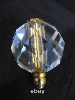 Vintage ABP Brilliant Cut Crystal Glass Table Lamp Daisey Custom Linen Shade