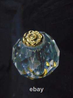 Vintage ABP Brilliant Cut Crystal Glass Table Lamp Daisey Custom Linen Shade