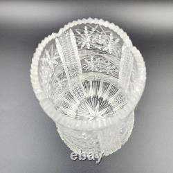 Vintage ABP Cut Glass Crystal Vase 12.25 Tall Sawtooth Hobstar Diamond