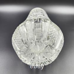 Vintage ABP Cut Glass Crystal Vase 12.25 Tall Sawtooth Hobstar Diamond