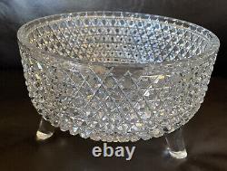 Vintage APB FOOTED BOWL Crystal Cut Stars Hobnail Large