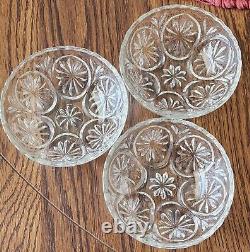 Vintage American Brialliant Crystal Ornate Glass Cut Bowl (Small) Set Of 3