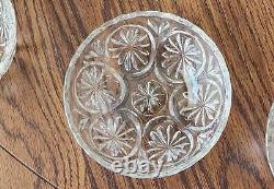 Vintage American Brialliant Crystal Ornate Glass Cut Bowl (Small) Set Of 3