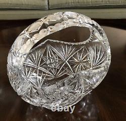 Vintage American Brilliant Cut Crystal Glass Basket