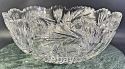 Vintage American Brilliant Cut Glass Crystal Bowl 9 1/2 x 3 1/2 Deep