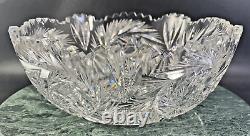 Vintage American Brilliant Cut Glass Crystal Bowl 9 1/2 x 3 1/2 Deep