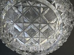 Vintage American Brilliant Cut Glass Crystal Bowl Detailed Prism 9 Diameter