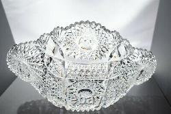 Vintage American Brilliant Cut Glass Crystal Large Boat Bowl 12x7 And 4 High