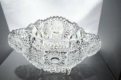 Vintage American Brilliant Cut Glass Crystal Large Boat Bowl 12x7 And 4 High