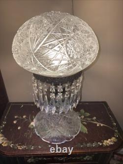 Vintage American Brilliant Cut Glass Dome Style Cut Crystal Lamp 18 H Beautiful