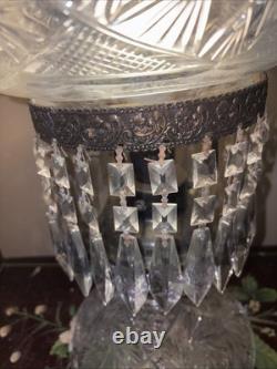 Vintage American Brilliant Cut Glass Dome Style Cut Crystal Lamp 18 H Beautiful