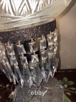 Vintage American Brilliant Cut Glass Dome Style Cut Crystal Lamp 18 H Beautiful