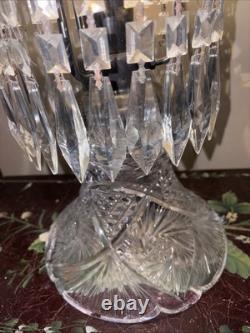 Vintage American Brilliant Cut Glass Dome Style Cut Crystal Lamp 18 H Beautiful