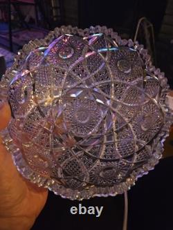 Vintage American Brilliant Cut Glass Heavy Crystal Bowl 8