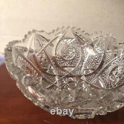 Vintage American Brilliant Cut Glass Heavy Crystal Bowl 8