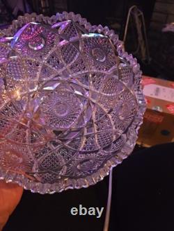Vintage American Brilliant Cut Glass Heavy Crystal Bowl 8