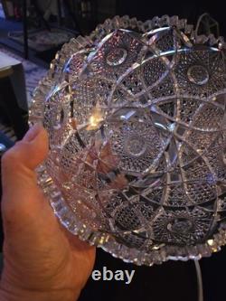 Vintage American Brilliant Cut Glass Heavy Crystal Bowl 8