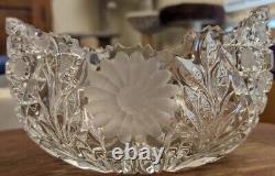 Vintage American Brilliant Cut Glass Heavy Large Lead Crystal Salad Bowl