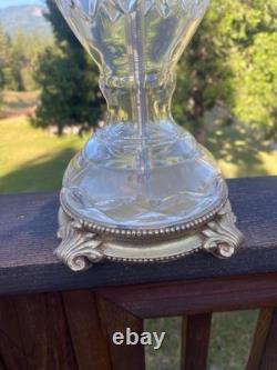Vintage American Brilliant Cut Glass Lamp Crystal Spearpoint Prisms 24 Nachtmann