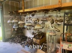 Vintage American Brilliant Cut Glass Lamp Crystal Spearpoint Prisms 24 Nachtmann