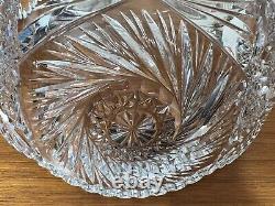 Vintage American Brilliant Cut Glass Round Bowl, 9 Diameter, 4 1/2 High