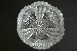 Vintage American Brilliant Cut Glass Tall Size Vase Flower Design 9 1/2 Crystal