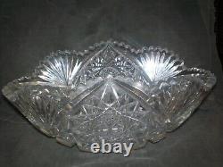 Vintage American Brilliant Cut Heavy Large Crystal Bowl
