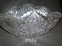 Vintage American Brilliant Cut Heavy Large Crystal Bowl