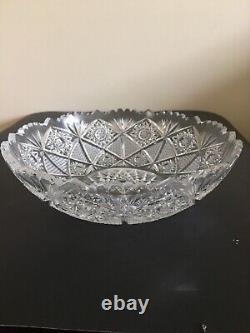 Vintage American Brilliant Deep Cut Crystal Glass 9 Bowl Scalloped Sawtooth
