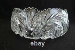 Vintage American Brilliant Large Ornate Round Cut Glass Crystal Bowl