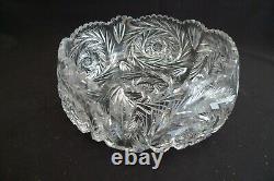 Vintage American Brilliant Large Ornate Round Cut Glass Crystal Bowl